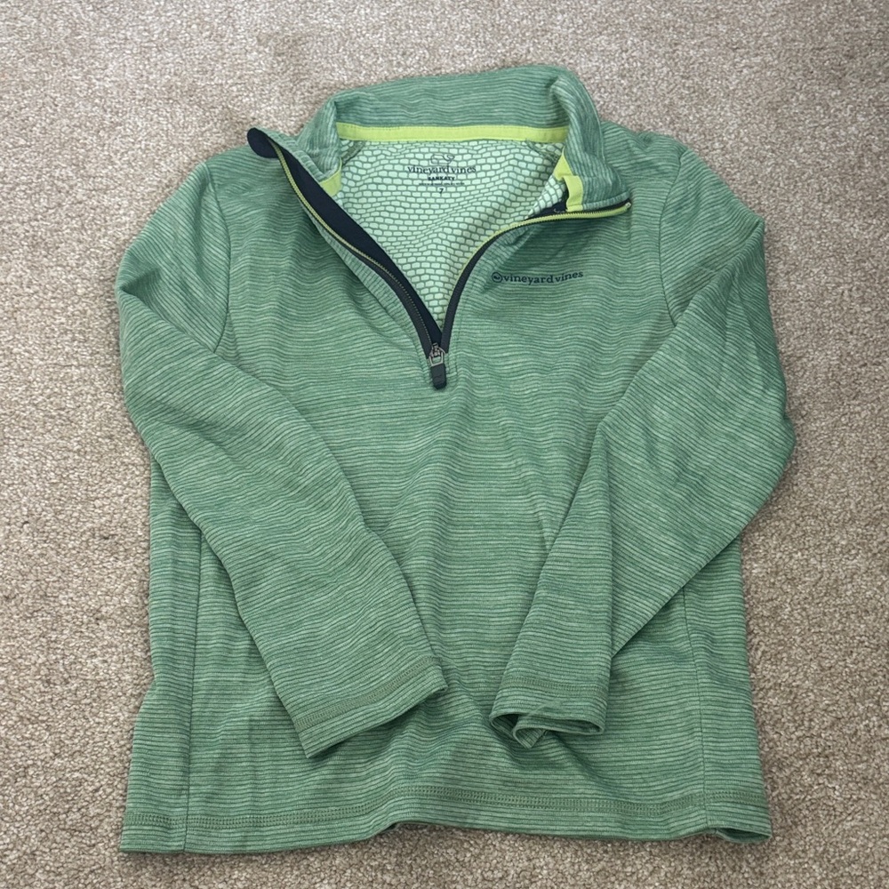 Vineyard Vines Green Striped Half-Zip Sweater
